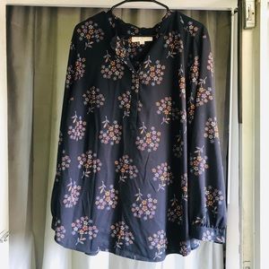 Loft plus 20 fall floral long sleeve blouse